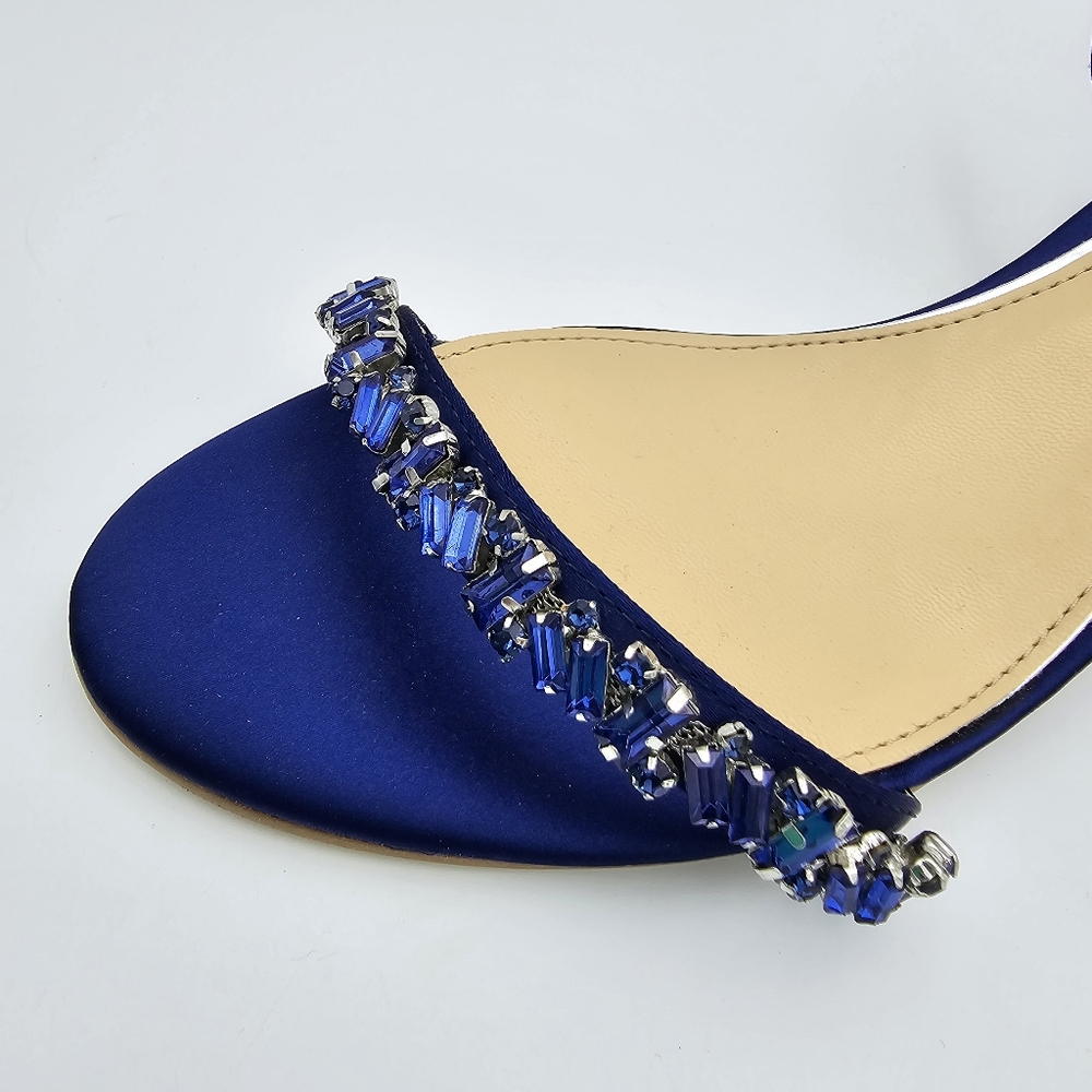 Jewel Badgley Mischka Dagny Strappy Low Block Heel Sandals, Navy Blue, Women 9.5 - Picture 7 of 16